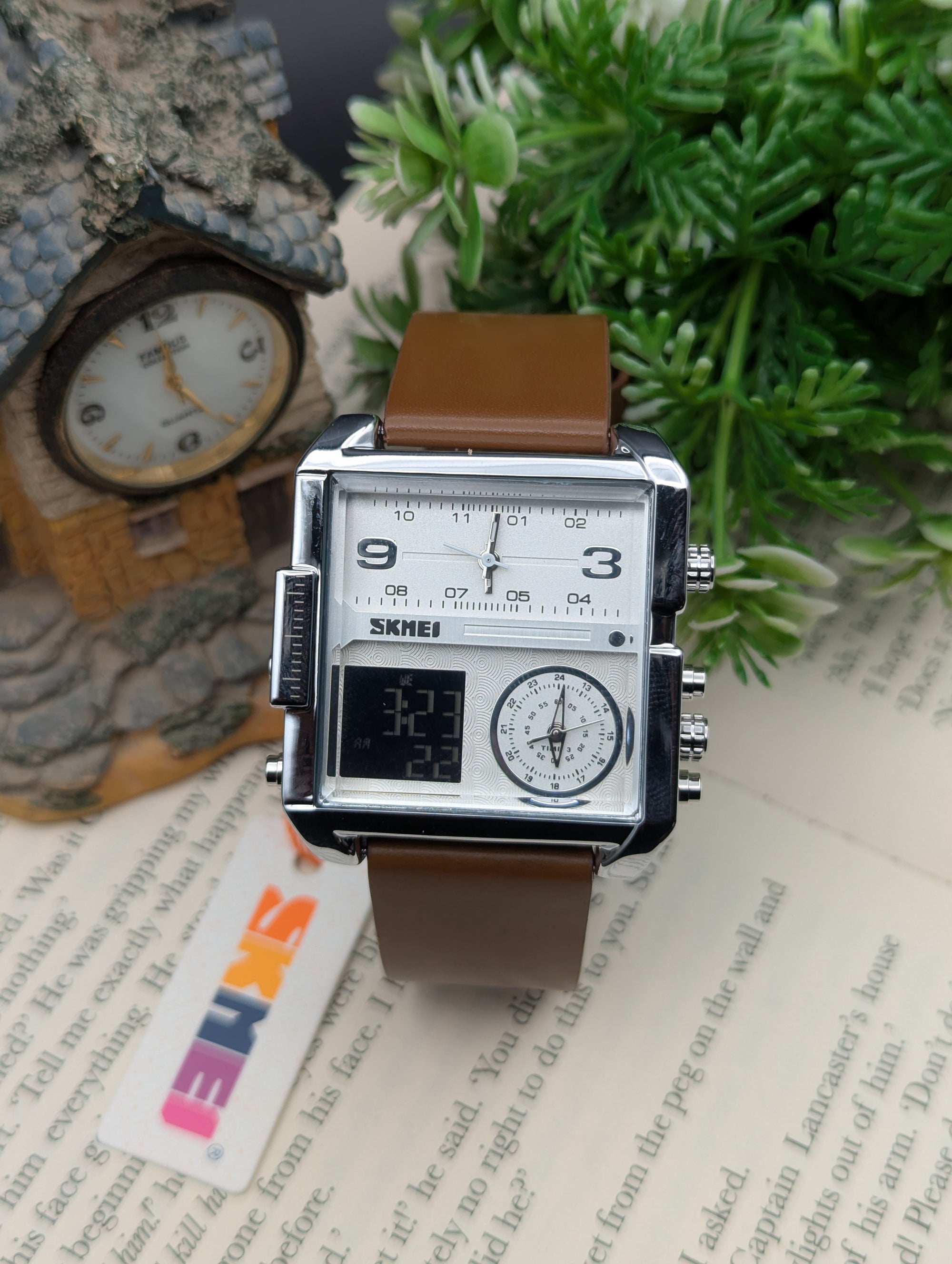 Skmei Leather Triple Time 1584