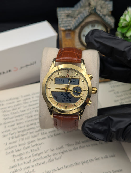 Al Fajar Leather Double Time Watch