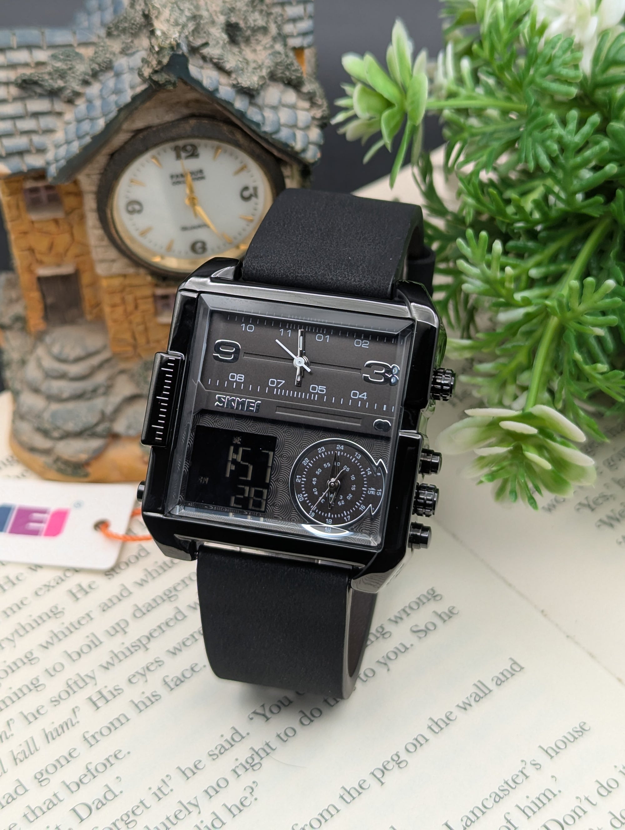 Skmei Leather Triple Time 1584