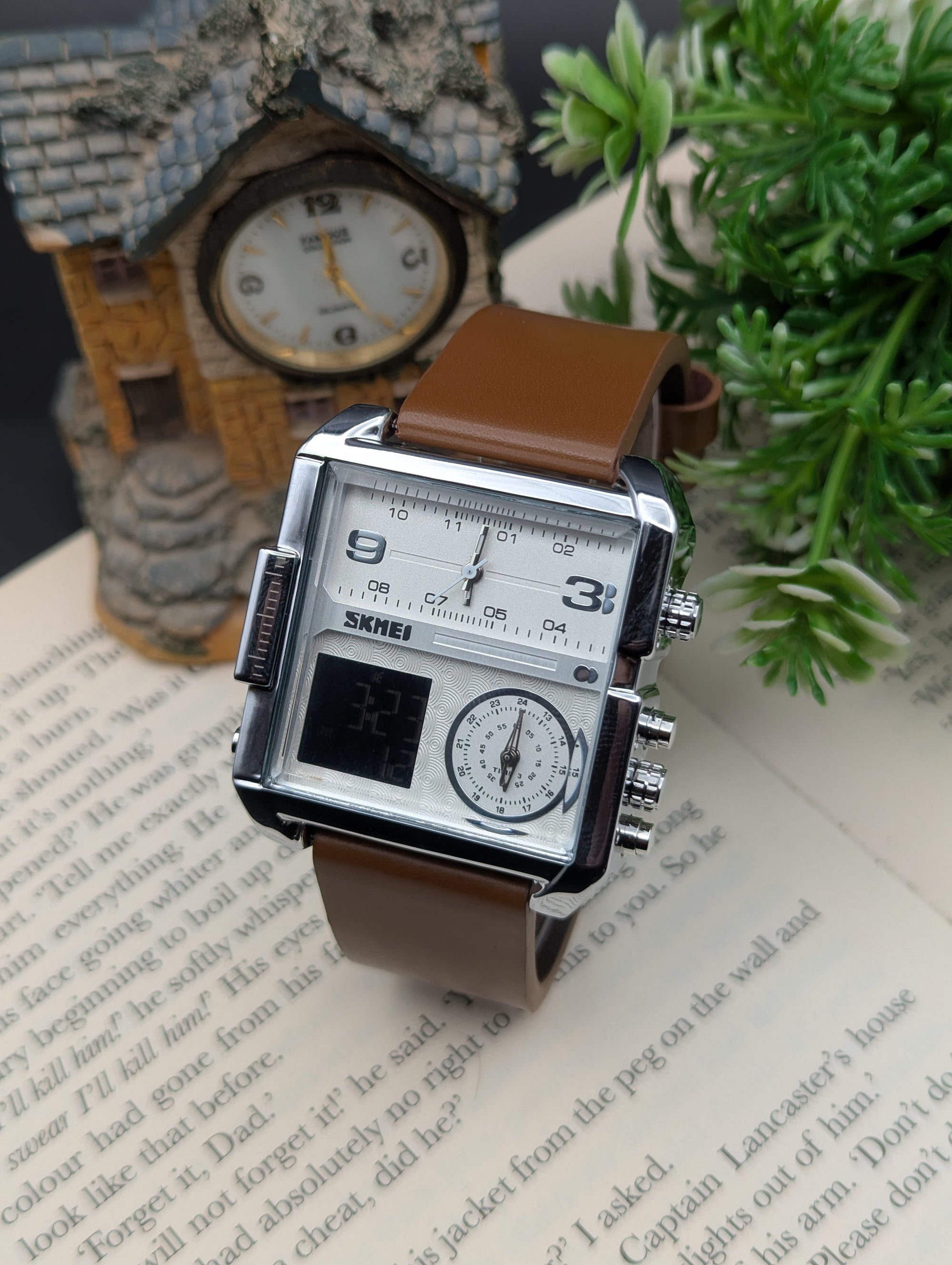 Skmei Leather Triple Time 1584
