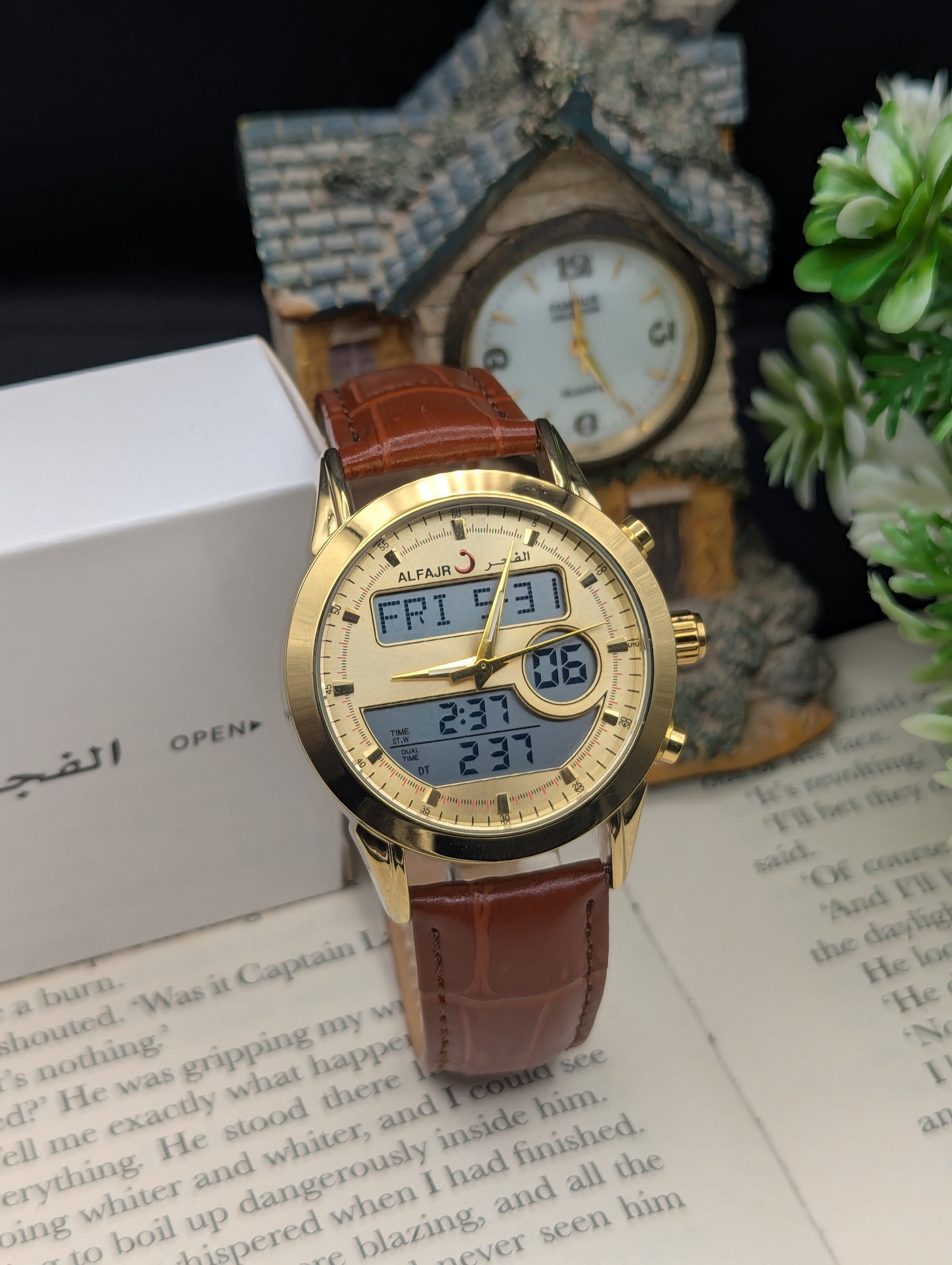 Al Fajar Leather Double Time Watch