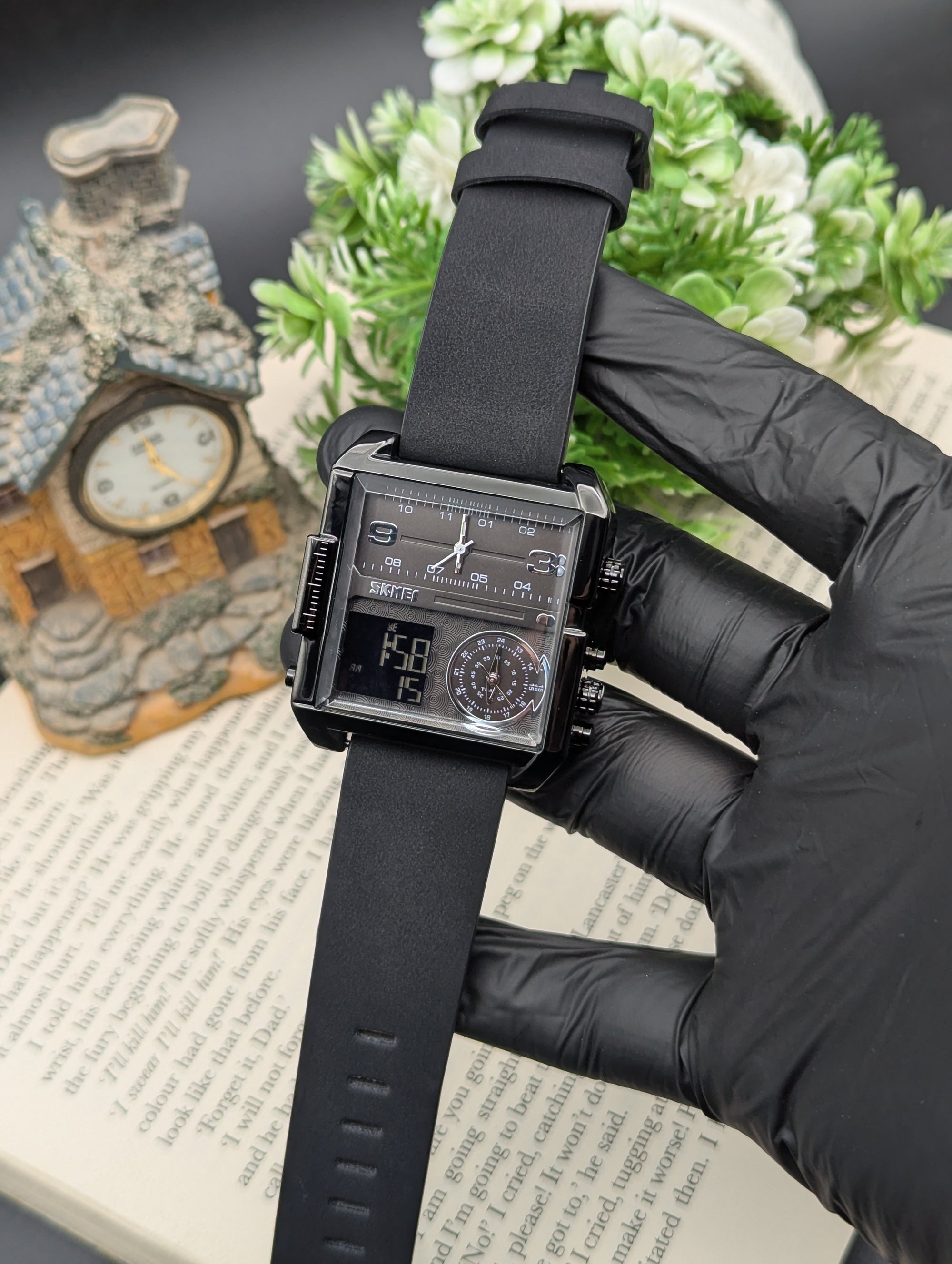 Skmei Leather Triple Time 1584