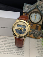 Al Fajar Leather Double Time Watch