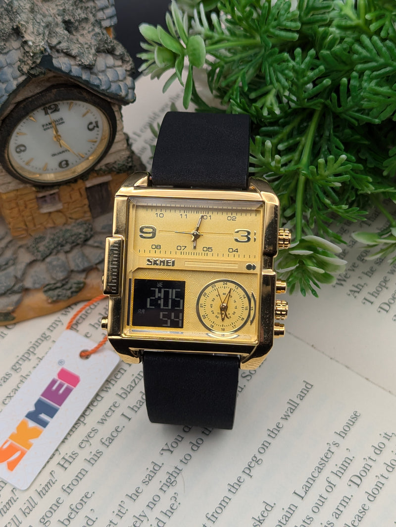 Skmei Leather Triple Time 1584