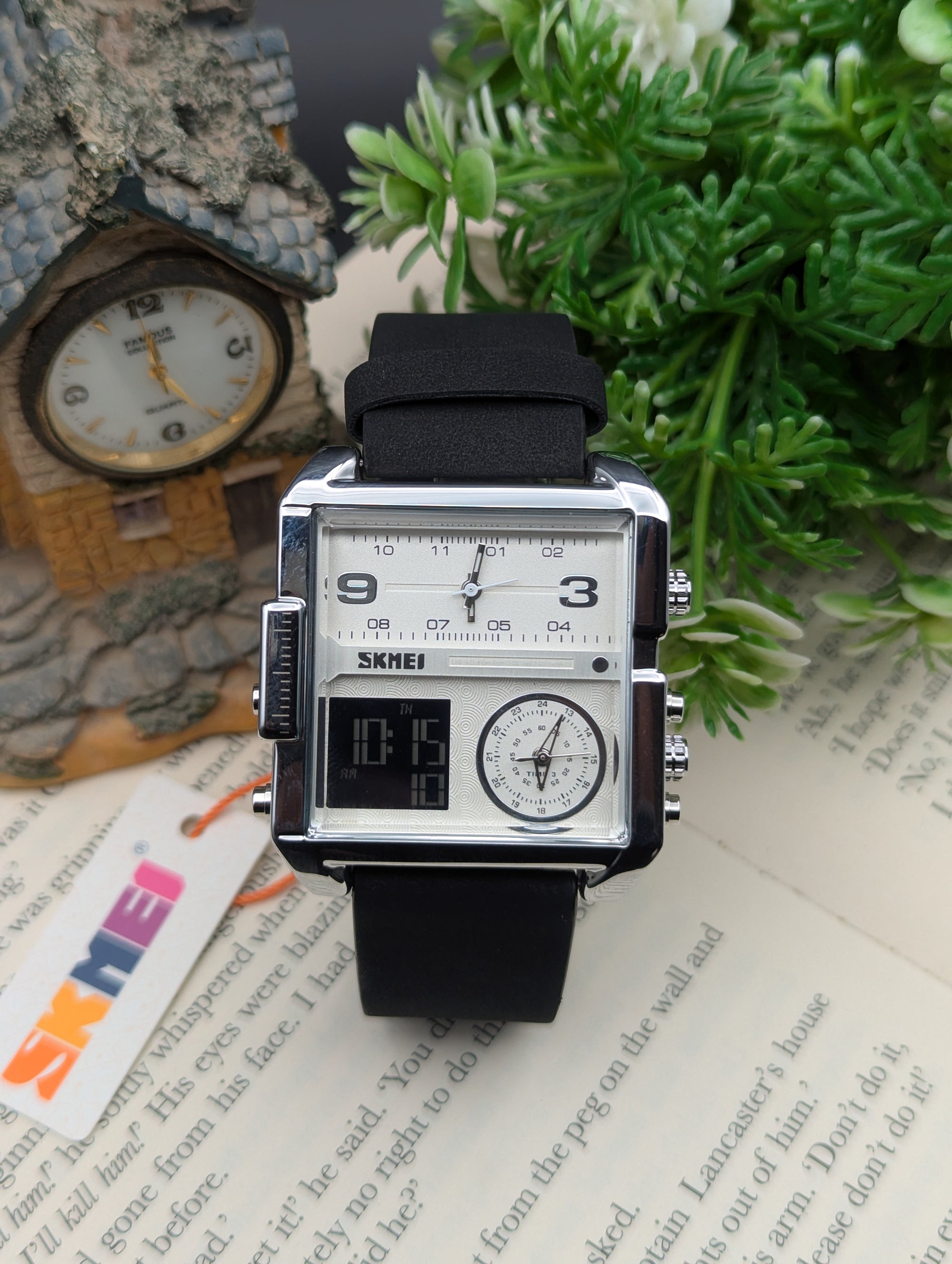 Skmei Leather Triple Time 1584